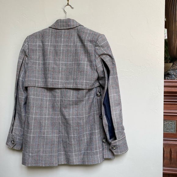 SELF PORTRAIT Houndstooth Back Sleeve Slit Cropped Blazer Size Small - Picture 6 of 10